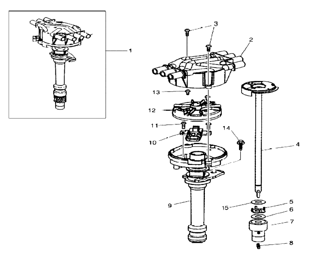 Engine Service Parts - Distributor Parts Diagram and Parts List for 076138-00  Briggs and Stratton Generator